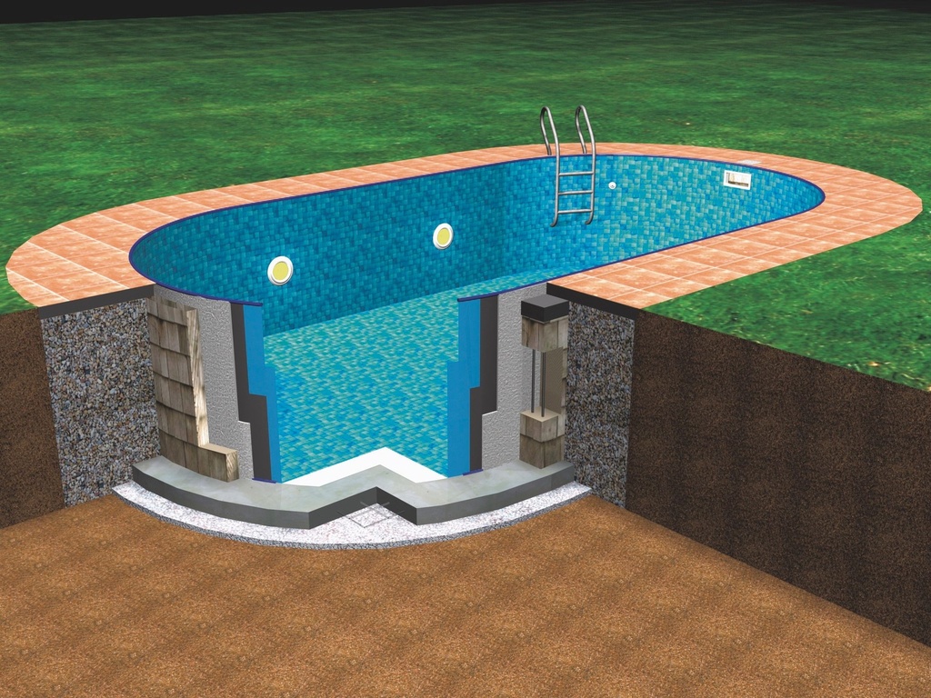 | Inbouw zwembad stalen wanden | Ibiza 1 -2 m liner inbouw